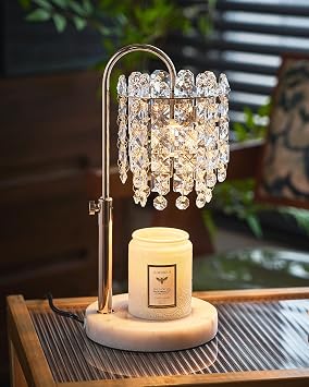 Candle Warmer Lamp with Timer Dimmer Adjustable Height Candle Warmer with Marble Base for Jar Candles,Candle Lamp with 3 Bulbs for New Home Decor, Women Mom Christmas Birthday Gifts, French Gold