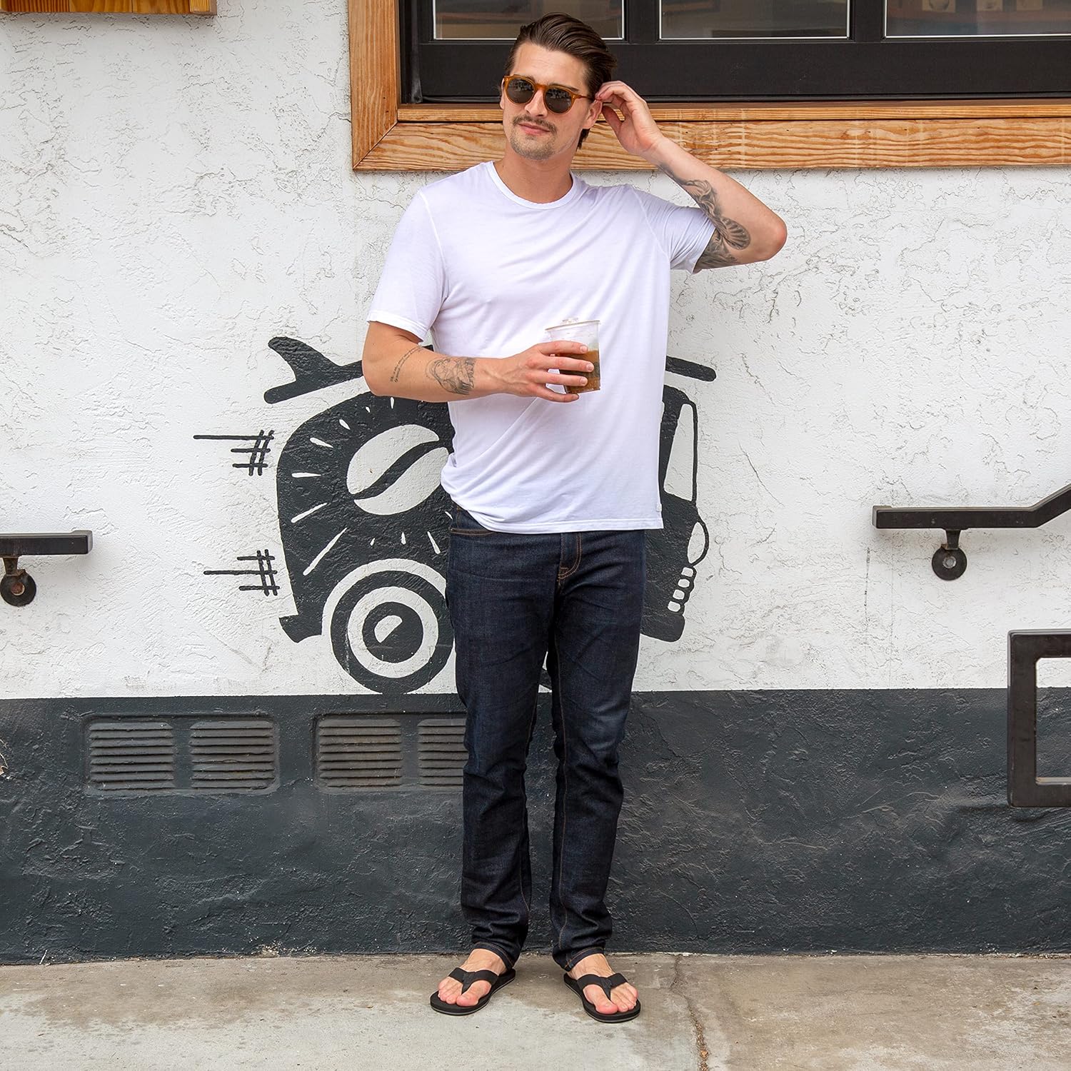 Reef Men's Sandal Twinpin, Comfortable Flip Flops with Vegan Leather Upper - Image 3