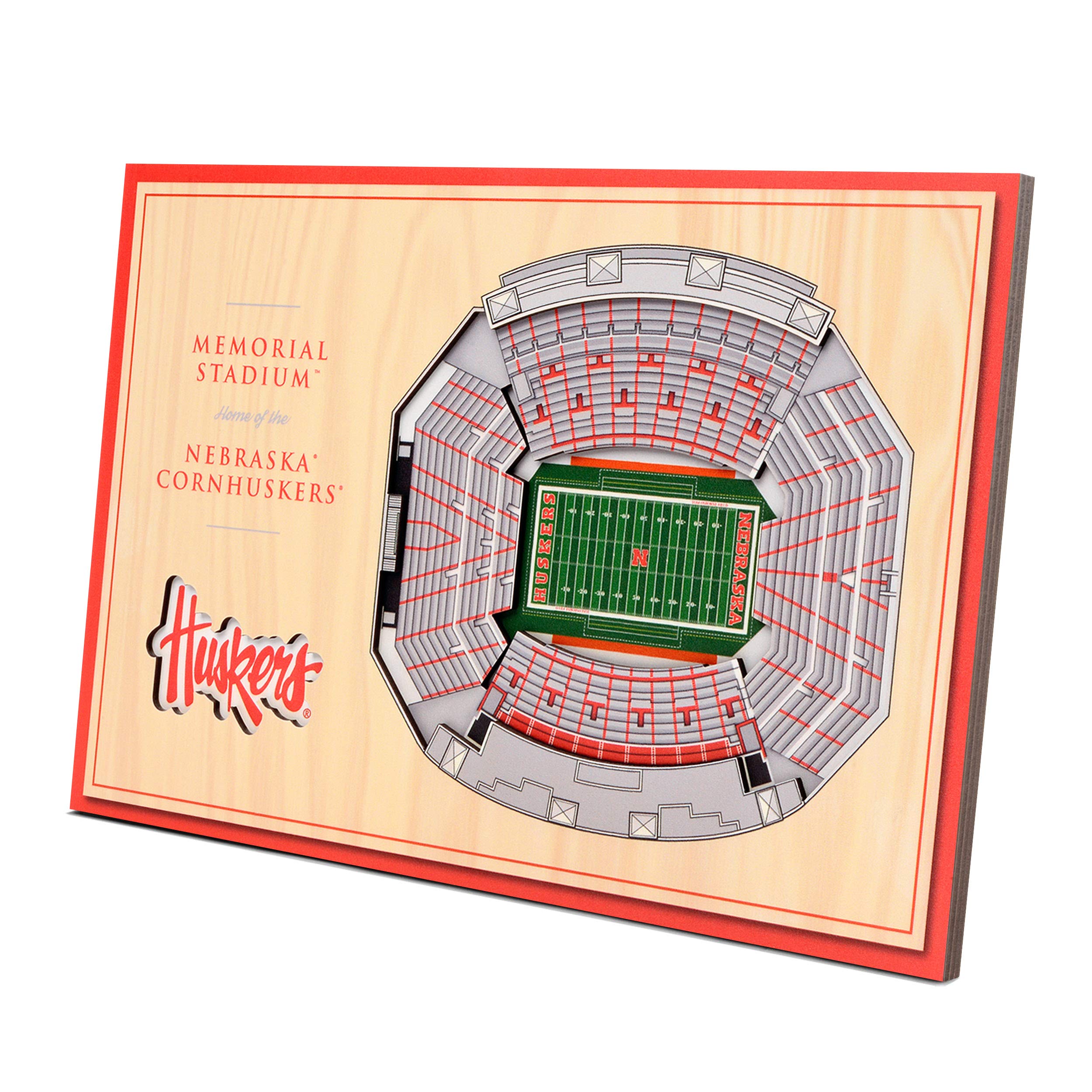 YouTheFan NCAA Desktop Size Team StadiumViews, 12 x 8 Inches, Ohio State Buckeyes, Wood Grain