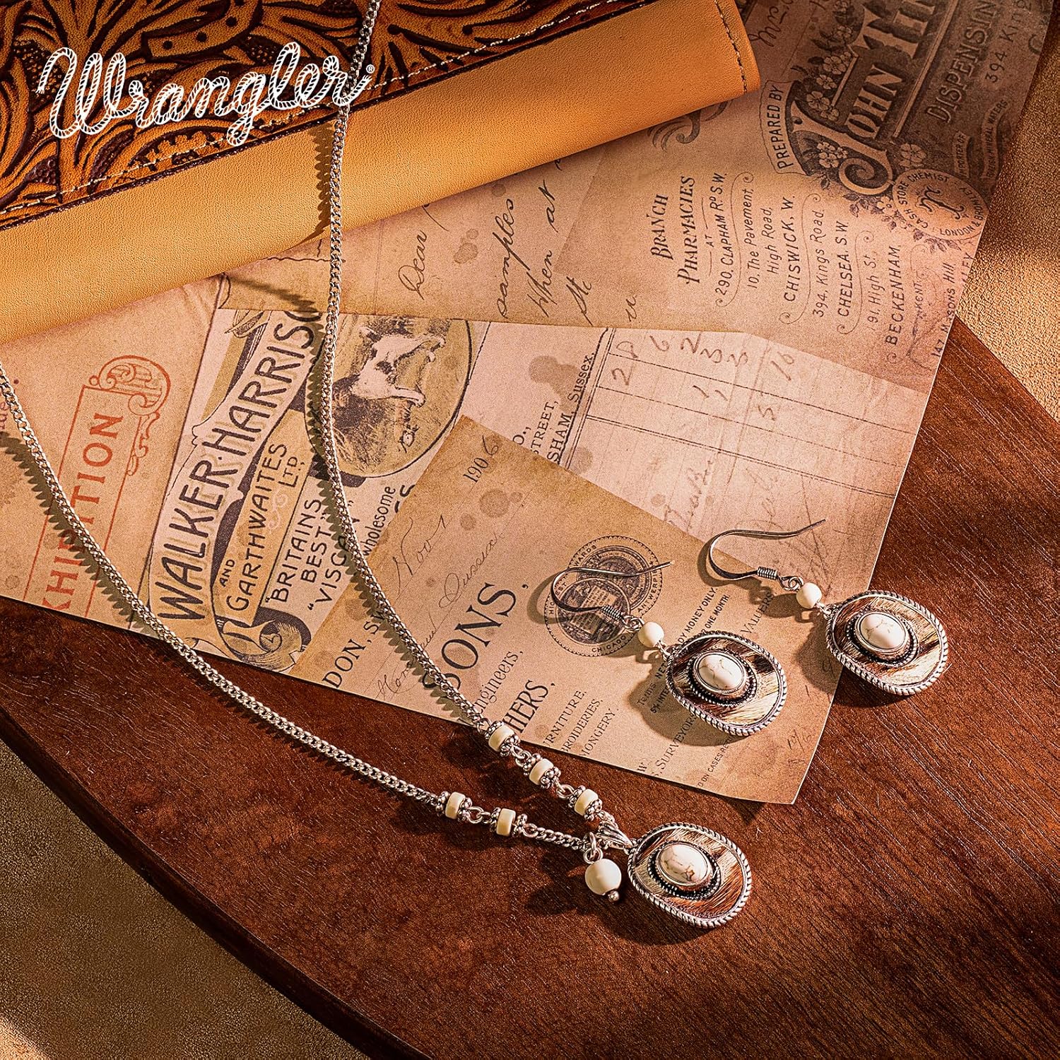 Montana West x Wrangler Gold Plated Pendant Necklace for Women, 18k Gold Plated Lightweight Chain Dainty Jewelry