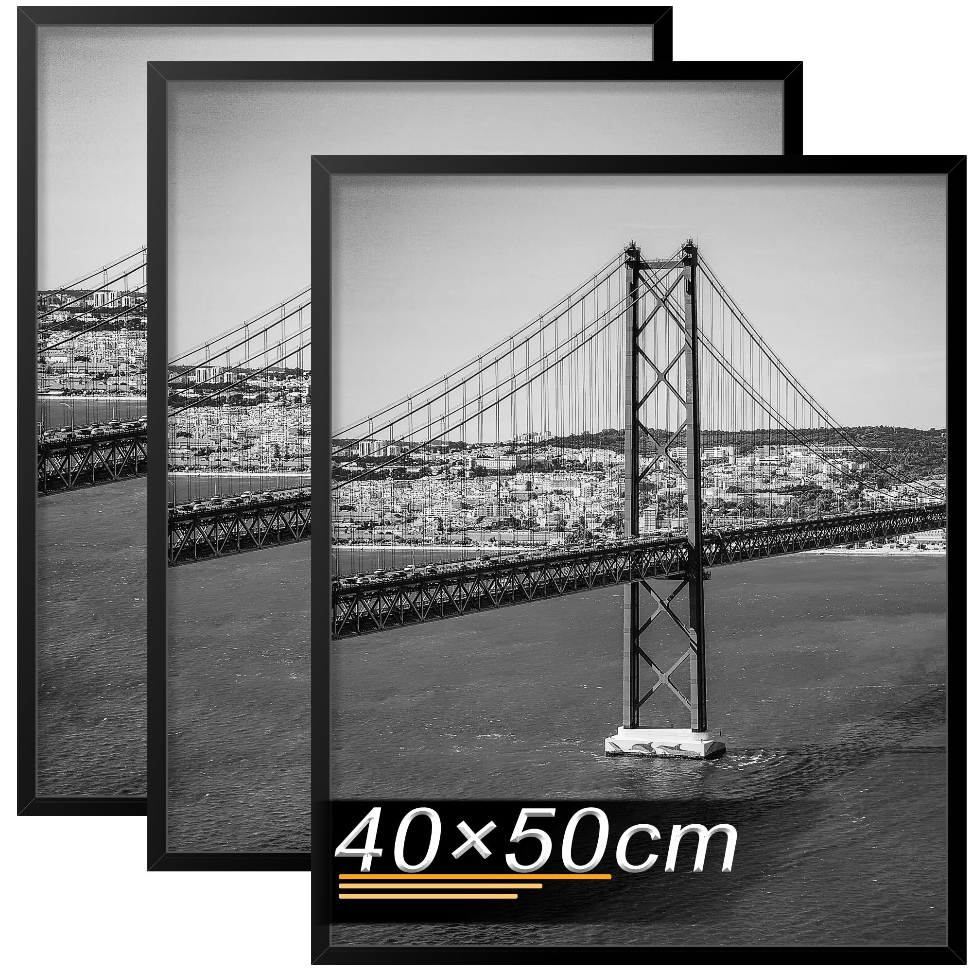 Tinkeps Marcos 40x50 cm Negro, Juego de 3 Unidades. Este marco de fotos de 40 x 50 cm está fabricado con material de madera y es ideal para colocar fotos, imágenes y pósteres.