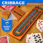 Ensemble de jeu de société Cribbage avec rangement - Jeu classique de cribbage de voyage avec rangement en bois pour cartes pour adultes et enfants - Idéal pour les soirées de jeux