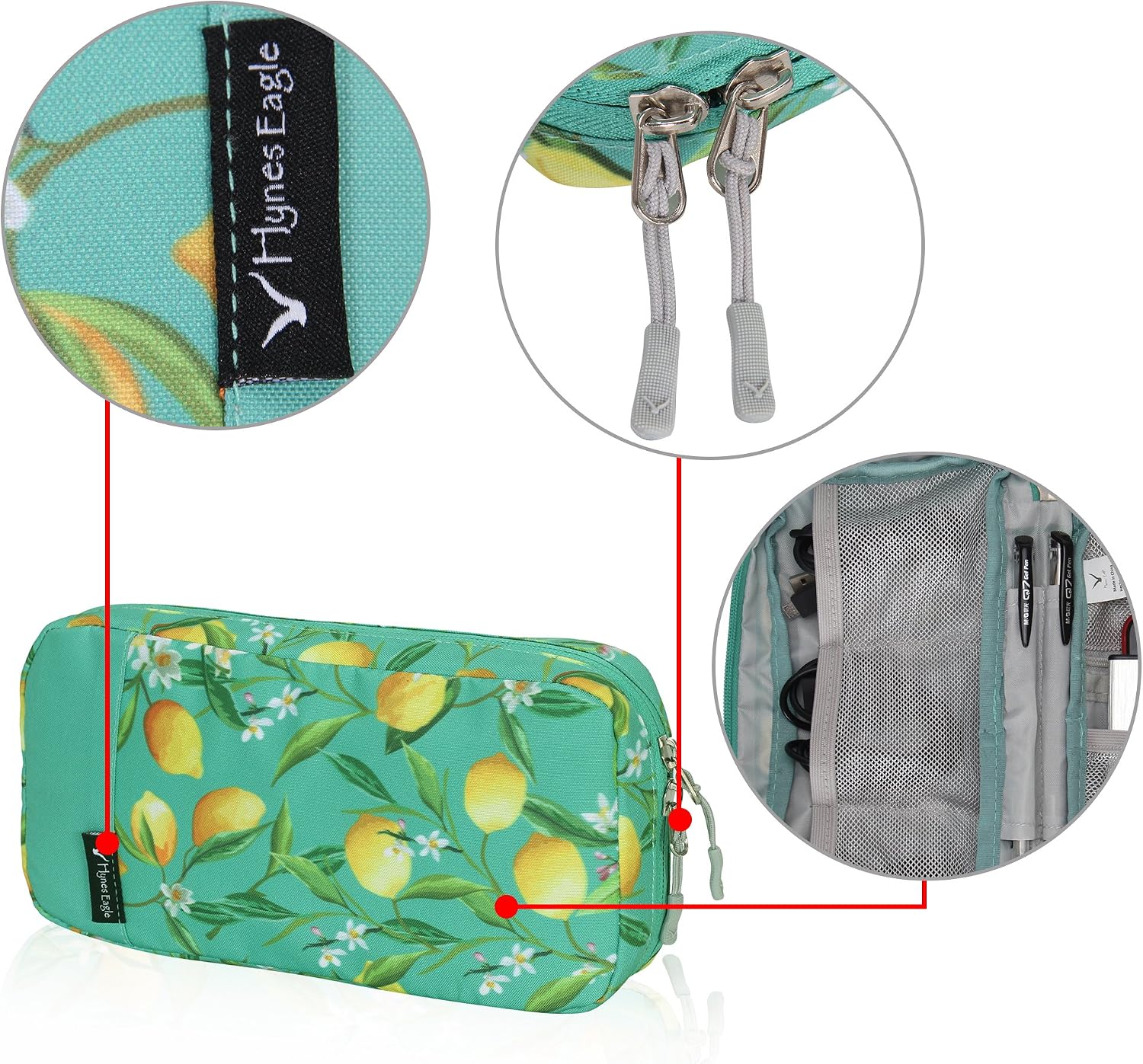 Hynes Eagle Cord Organizer Small Electronics Case Gadget Pouch Phone Accessories Storage Bag Lemons
