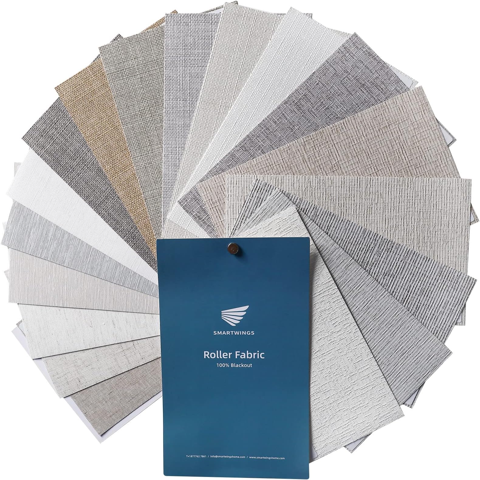 SmartWings Motorized Roller Shades Work with Homekit, Alexa Google, 100% Blackout Smart Blinds for Windows, Cordless Remote Control Window Shades, Customized Size, Fabric Sample