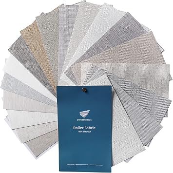SmartWings Motorized Roller Shades Work with Homekit, Alexa Google, 100% Blackout Smart Blinds for Windows, Cordless Remote Control Window Shades, Customized Size, Fabric Sample