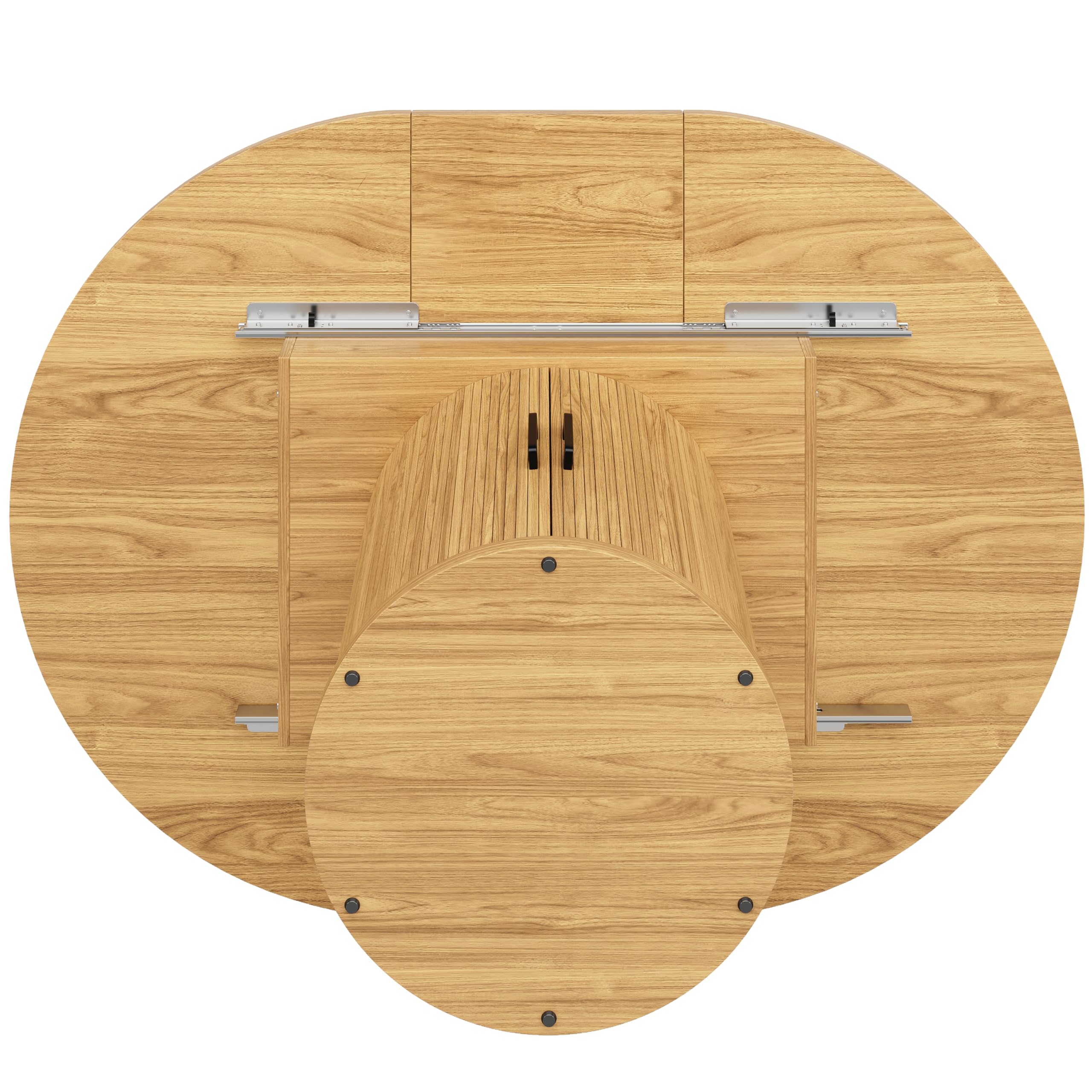 Esstisch ausziehbar, Esszimmertisch, Küchentisch, ausziehbare Tischplatte Runder Esstisch, ausziehbar zu oval, 118-158 cm, Platz für bis zu 6 Personen (Holzfarbe)