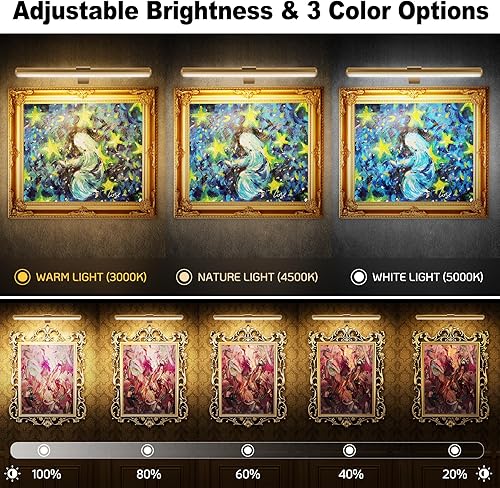 Miniatura 4 de Control remoto de luz de imagen de 16 pulgadas, funciona con pilas, luz inalámbrica para arte de pared con 3 colores de luz, metal completo de 400