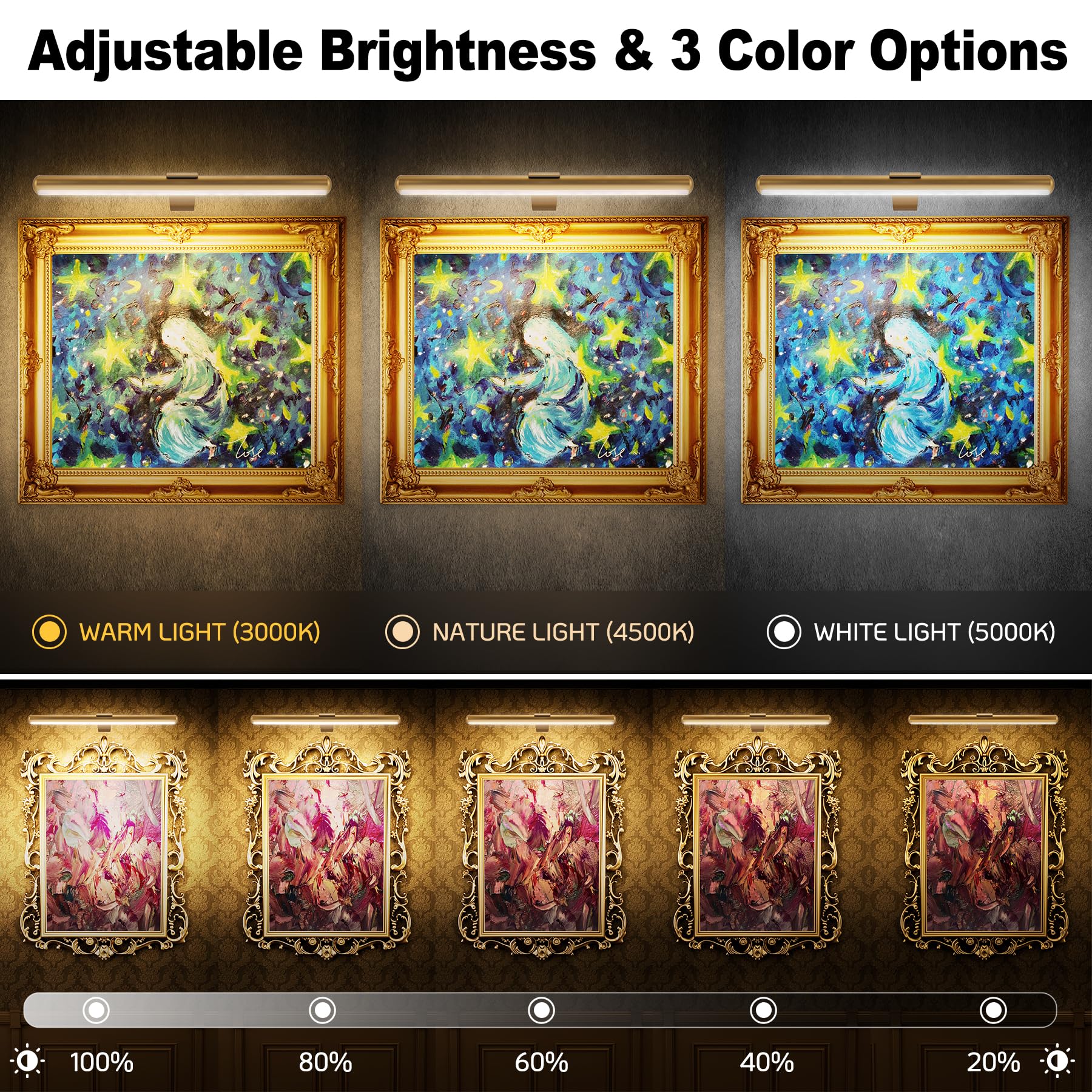 IOBLUE Luci a LED con telecoando, 40,6 c in etallo a batteria