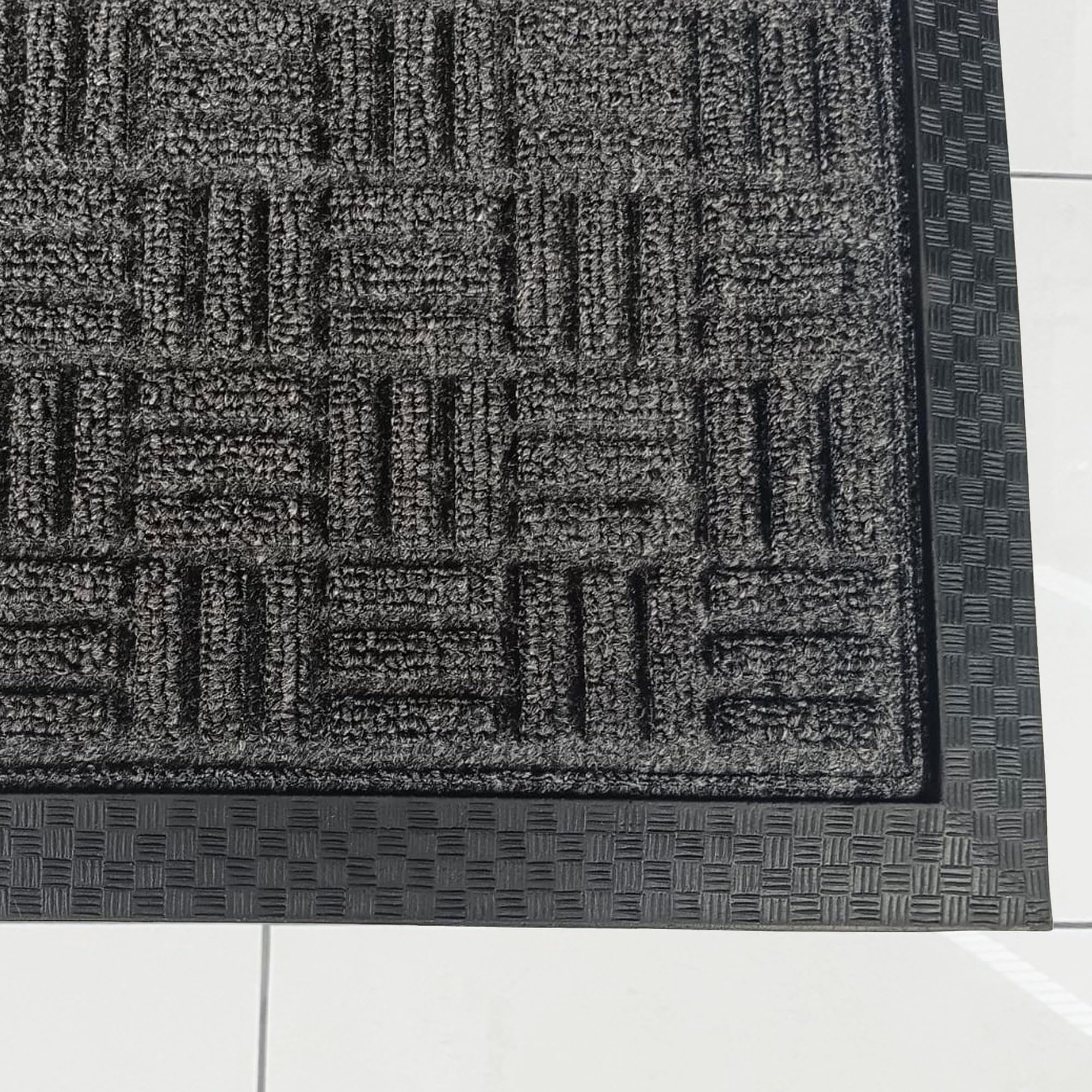 Ultralux Felpudo de entrada premium para interior y exterior, 90 x 60 cm, absorbente y resistente, con parte trasera de goma antideslizante impermeable para zonas de alto tráfico, color gris oscuro