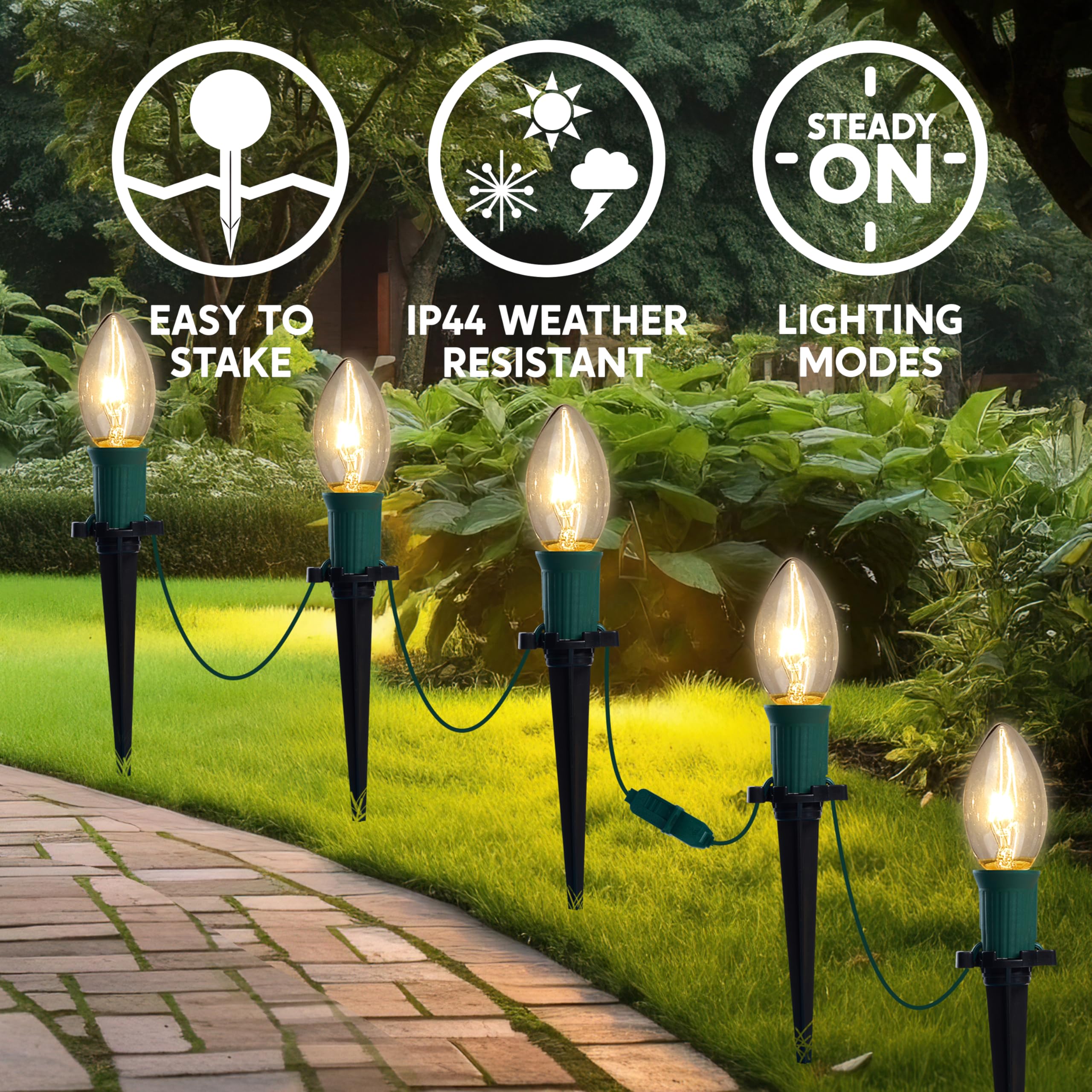 Joiedomi Christmas C9 Pathway Lights Outdoor Decorations 24 Packs