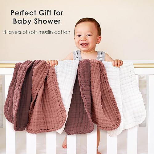 Miniatura 2 de Paños de muselina para eructos para bebé, 100% algodón, para unisex, niño, niña - Grandes 20" x 10", productos esenciales para recién nacidos, ultra