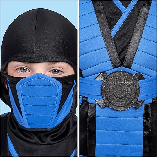 Miniatura 5 de Spooktacular Creations Disfraz de ninja azul para niños, disfraz de ninja para niños pequeños, disfraz de Halloween, juego de rol