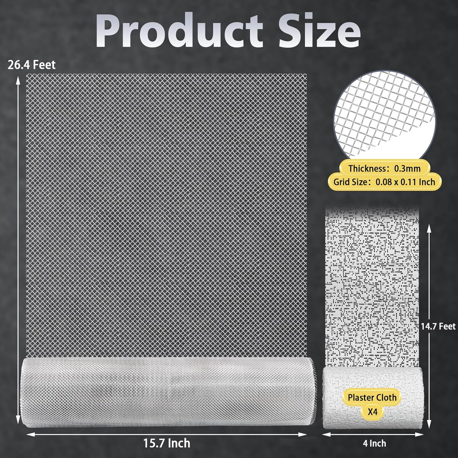 Sculpting Wire Mesh Roll 15.7 X 316.8 Inch, Aluminum Wire Mesh with 4 Rolls Plaster Cloth for for Art and Crafts Sculpture Projects, Moldable Sculpting Mesh for Sculpture Clay, DIY Home Decoration