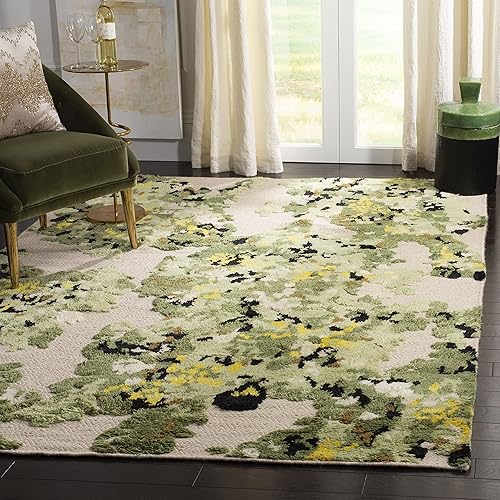 SAFAVIEH Kenya Collection 8' x 10' Green / Beige KNY804Y Hand-Knotted Premium Wool Area Rug