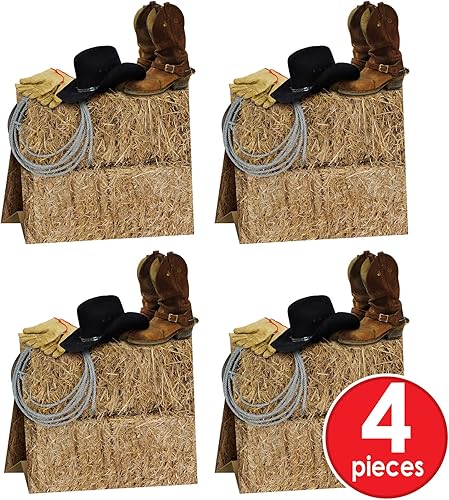 Miniatura 5 de Beistle Centros de mesa tridimensionales con temática occidental de 4 piezas, decoración de fiesta de vaquero del salvaje oeste, 9.5 pulgadas,