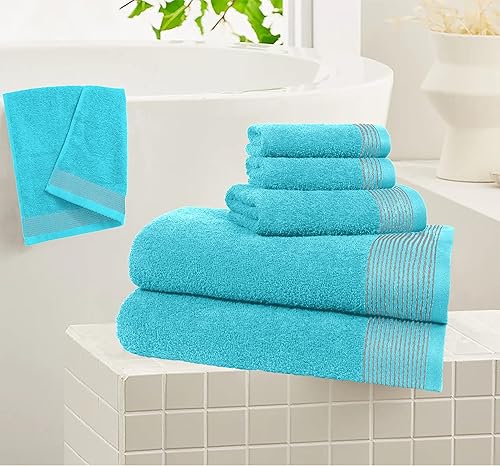 Miniatura 4 de BELIZZI HOME Juego de 6 toallas 100% algodón, ultra suave, contiene 2 toallas de baño de 28 x 55 pulgadas, 2 toallas de mano de 16 x 24 pulgadas y 2