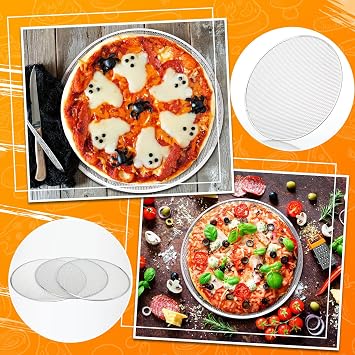 Nuogo 5 Pcs 14 Inch Aluminum Mesh Pizza Screens with Holes, Round Nonstick