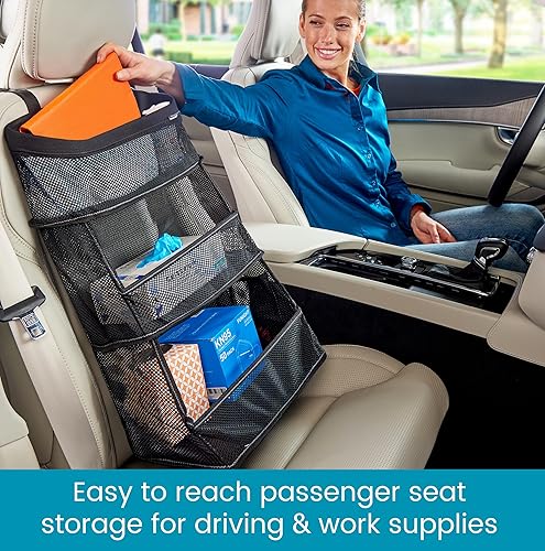 Miniatura 4 de High Road CarCubby Organizador de coche para el asiento trasero, asiento delantero o maletero de SUV con 3 contenedores de fácil visión