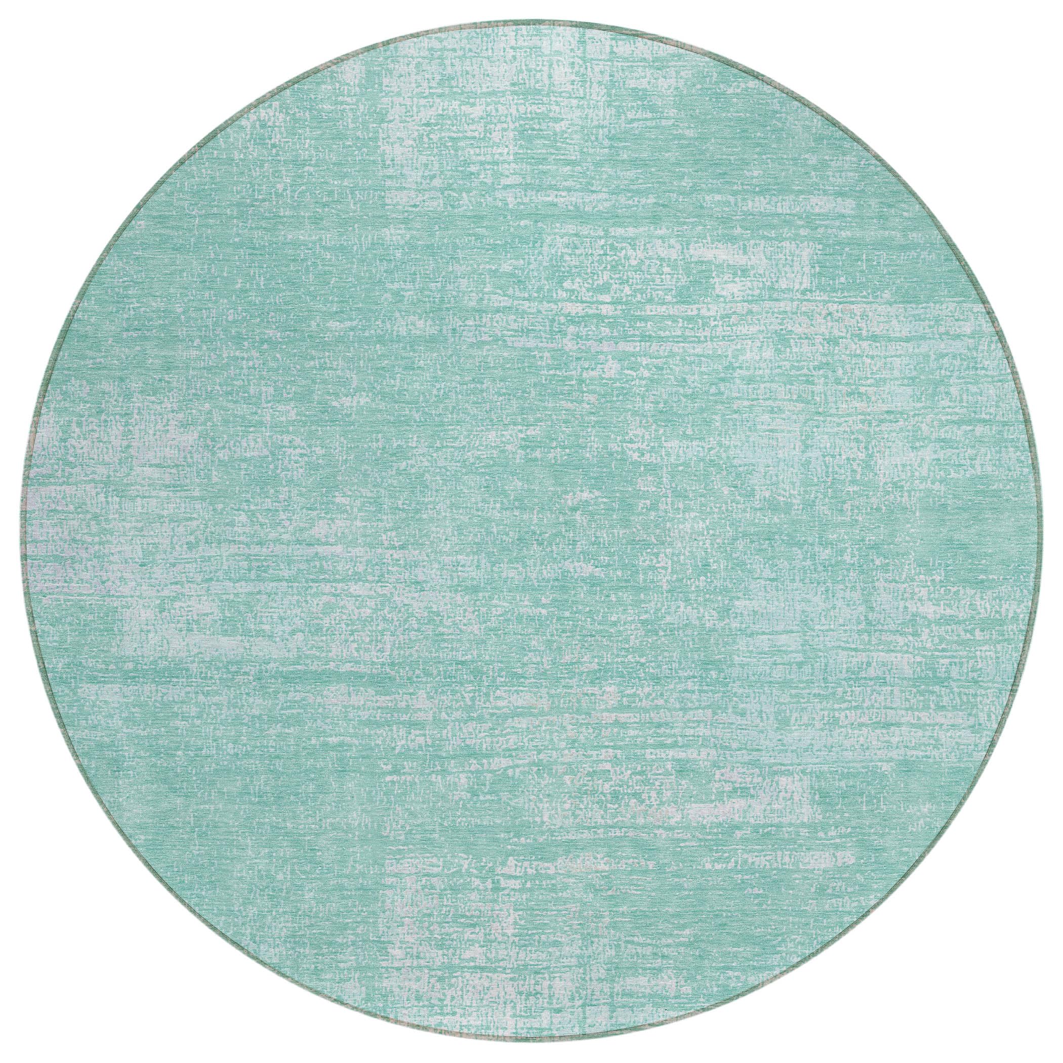 Addison Rugs Chantille ACN839 Turquoise 8' x 8' Indoor/Outdoor Round Rug, Machine Washable, Easy Clean, Non Shedding, Bedroom, Living Room, Dining