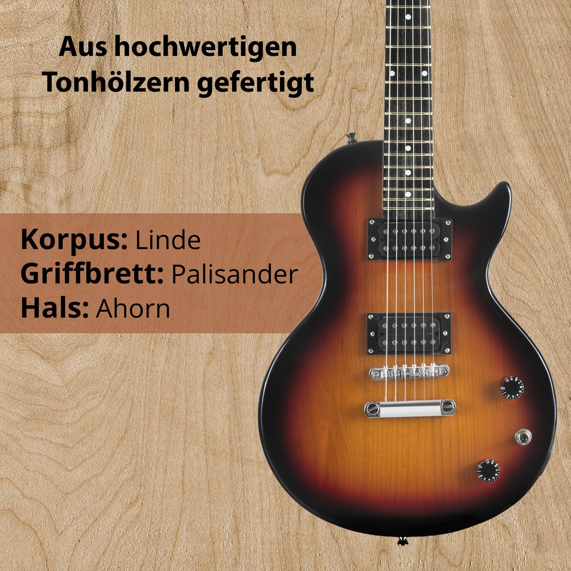 Rocktile LP-100 SB E-Gitarre (Korpus: Linde, Palisander Griffbrett, Finish: Sunburst)