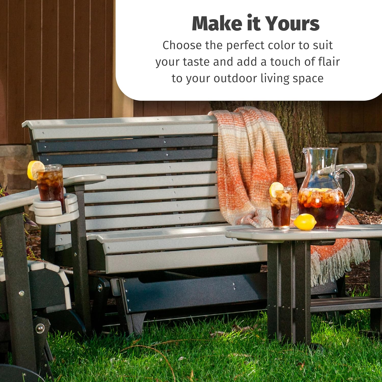 LuxCraft Plain Glider - 4' (Weatherwood/Chestnut Brown)