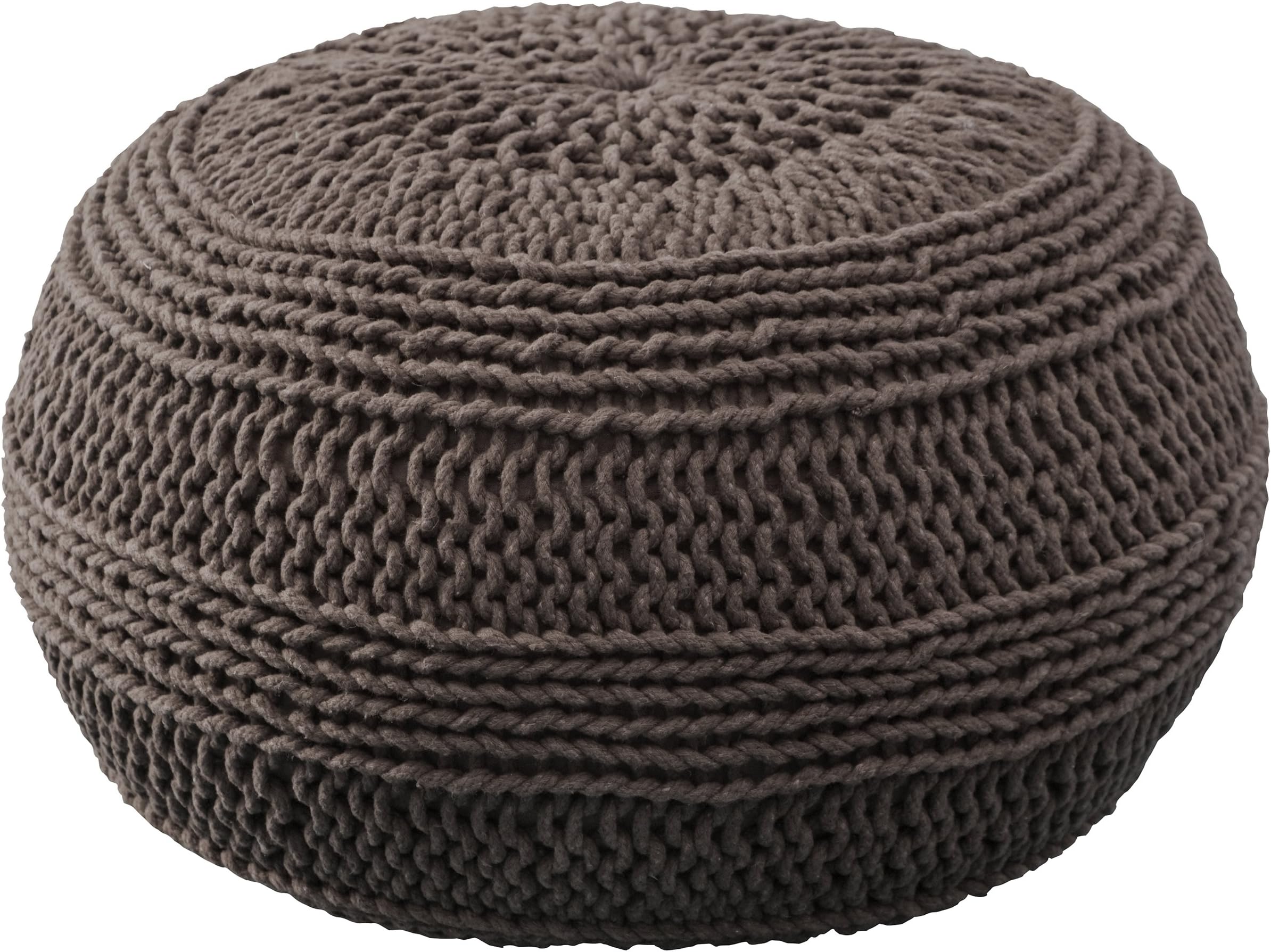 Rizzy Home | | 20"x20"x14" Mocha Cable Knit Pouf