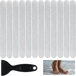 Adesivos de chuveiro antiderrapantes, adesivos de banheira antiderrapantes 12 peças tiras de banheira de segurança com raspador fitas adesivas de piso para banheiro banheira banheira chuveiro
