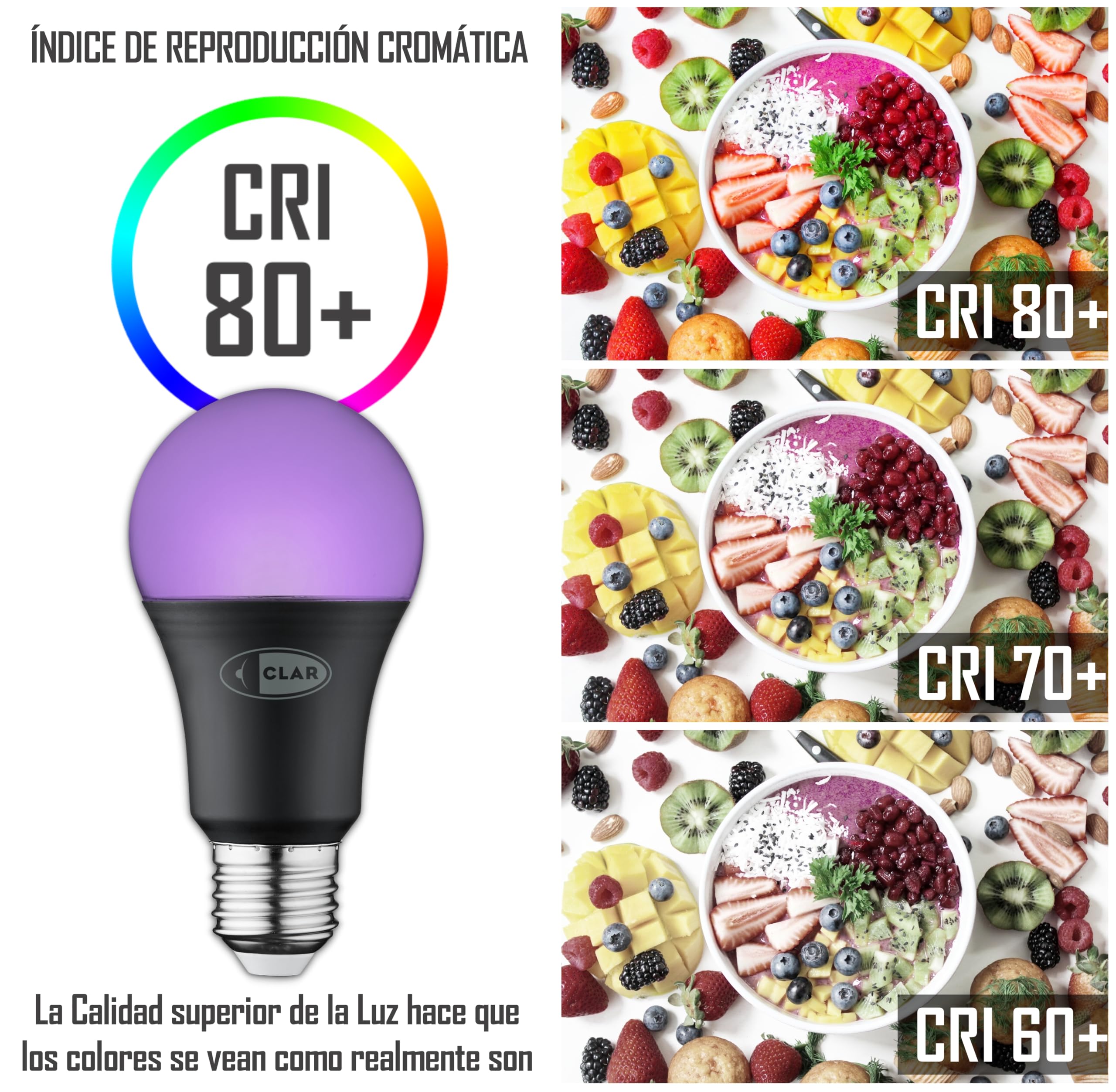 CLAR - Bombilla UV, Iluminación Halloween, Discoteca, Luz Negra Ultravioleta (Pack 5)