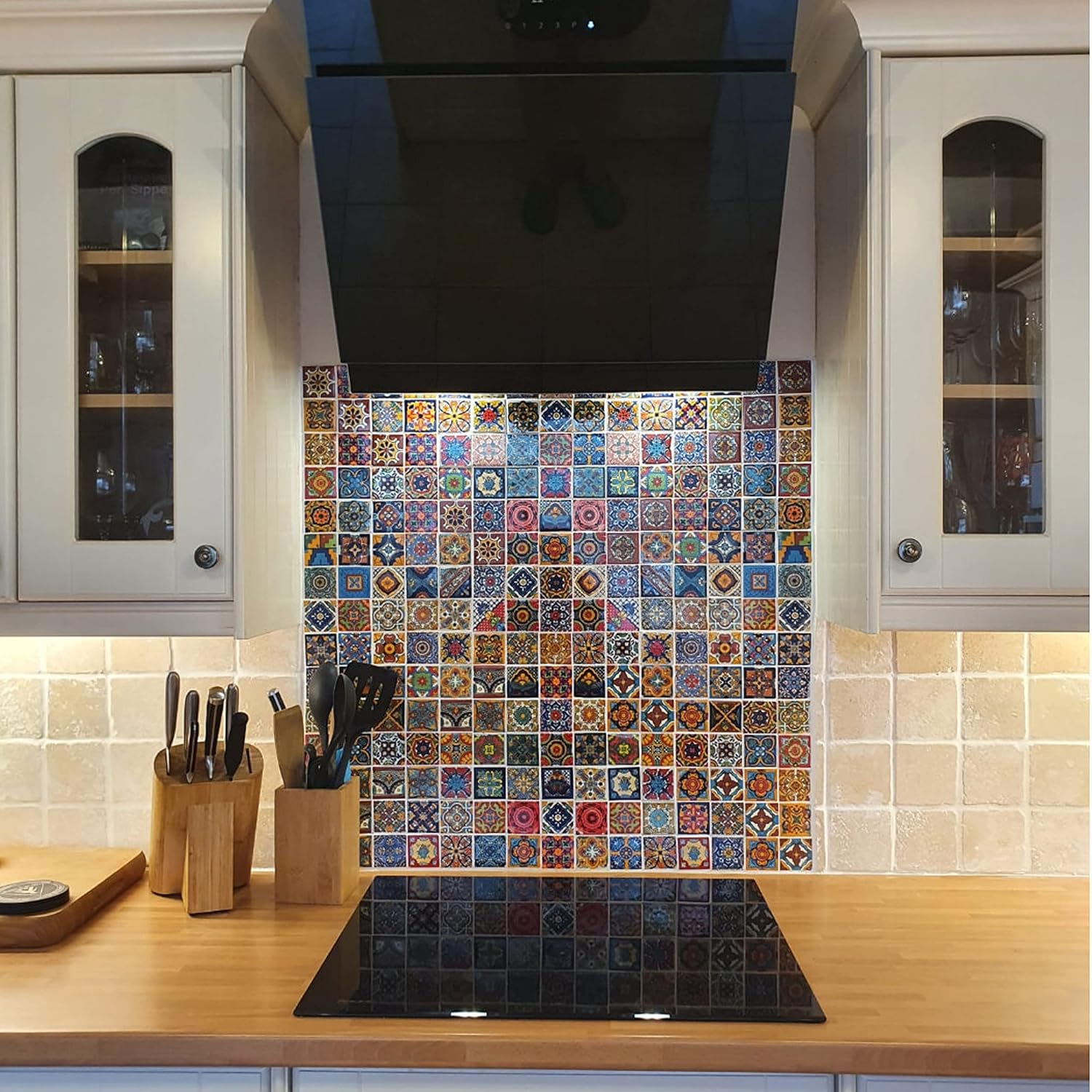 Mexican Ceramic Tiles 2x2 - Caliente by Cerames - 120 Decorative Mexican Mosaic Tiles for Bathroom, Kitchen, Shower, Stairs, Living Room, Kitchen backsplash | Mexican Tiles backsplash Talavera