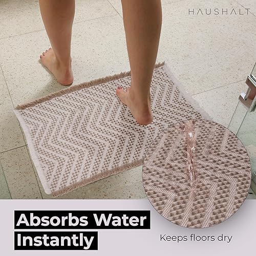 Miniatura 3 de Tapete de baño de punto gofre mejorado, ultra suave, textura de punto tejido antideslizante, neutro de 17 x 24 pulgadas, lavable a máquina, súper