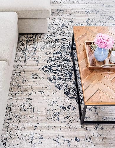 Miniatura 5 de Unique Loom Chateau Collection - Alfombra de área - Hoover (3' 3" x 5' 3" rectangular, azul oscurobeige)