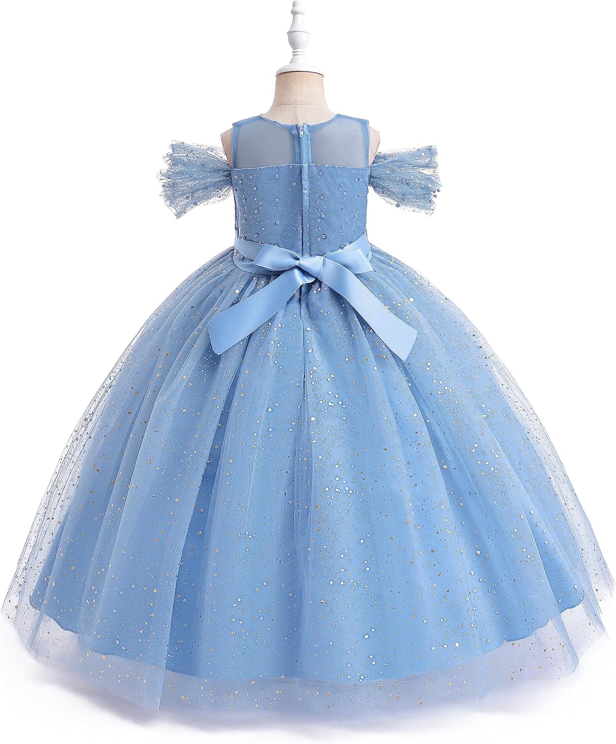 Glamulice Princess Sparkle Tulle Dress Flower Girls Dresses Cold Shoulder Long A Line Wedding Party Ball Gown - Image 4