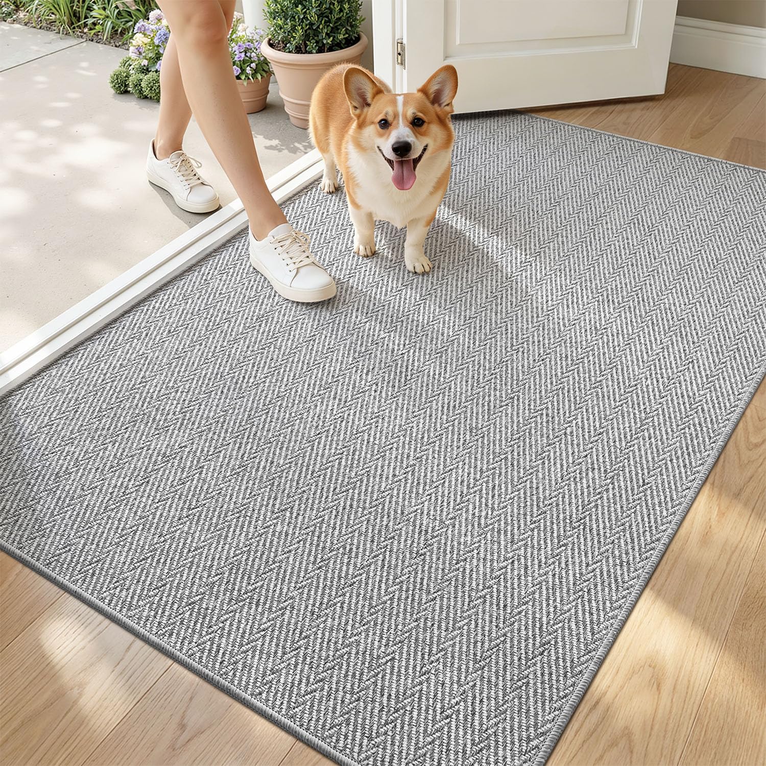 LUMI Ultra Thin Indoor Door Mat 90 x 140 cm, Entrance Doormat, Grey