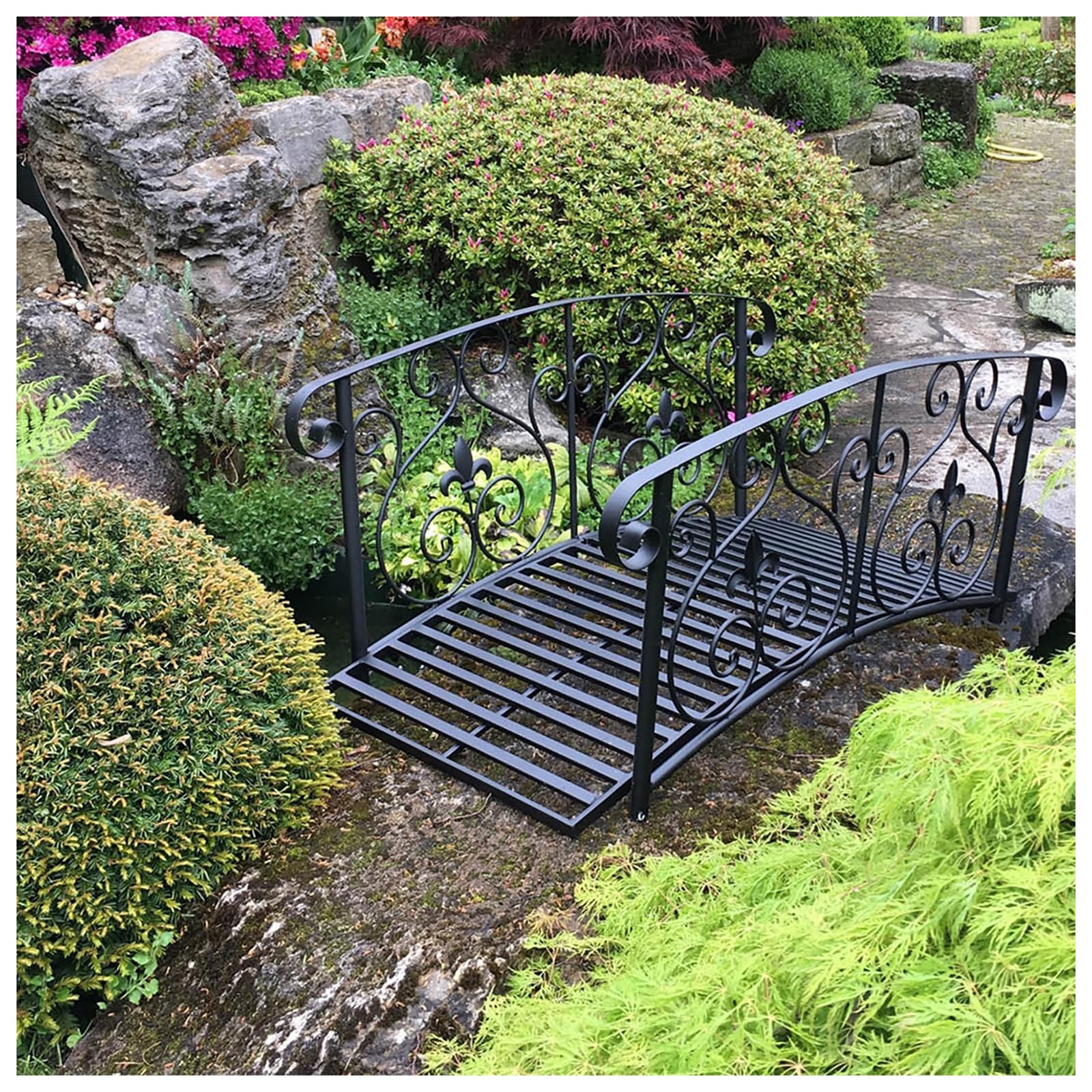 HTI living Gartenbrücke Metallbrücke Zierbrücke Teichbrücke