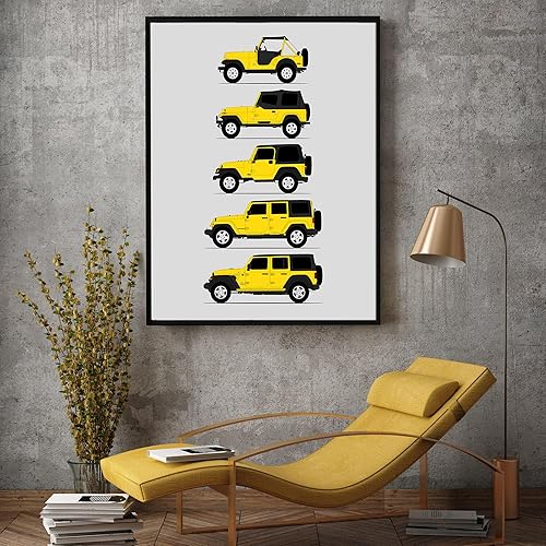 Miniatura 58 de Handmade Poster compatible with Jeep Wrangler Generations and Print of CJ, YJ, TJ, JK, JL - White, 11x14" Satin Print (Unframed) - Gift for Car