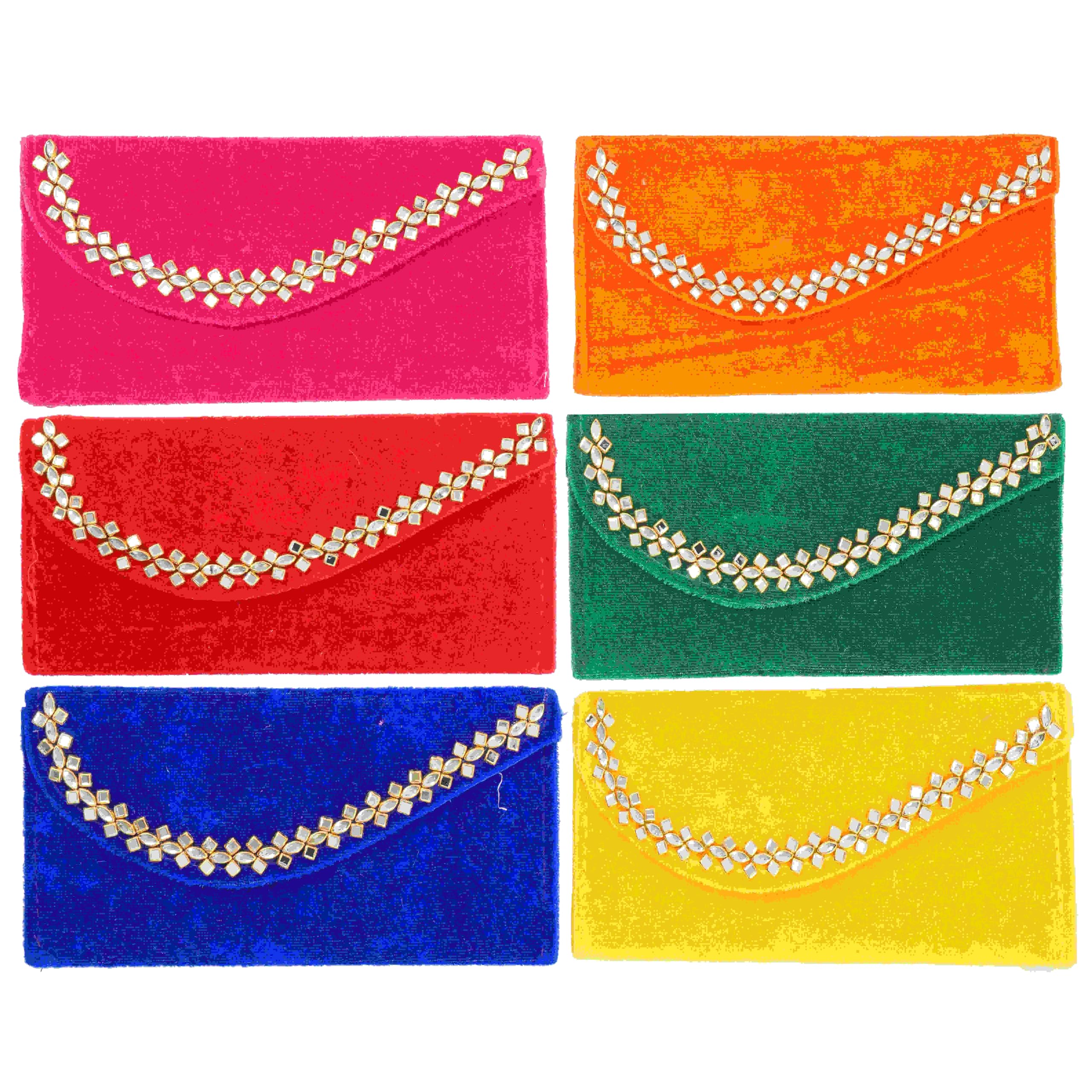 RJ Sales & Promotions Fancy Velvet fabric Kundan Shagun Envelopes (Pack of 6) (Pack of 6) 3