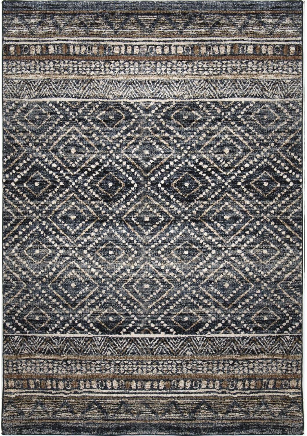 Orian Rugs Adagio Coastal Pier - 8'10" x 13' Rectangle in Blue, Tribal Style Indoor Home Decor, Global Pattern, Plush Area Rug