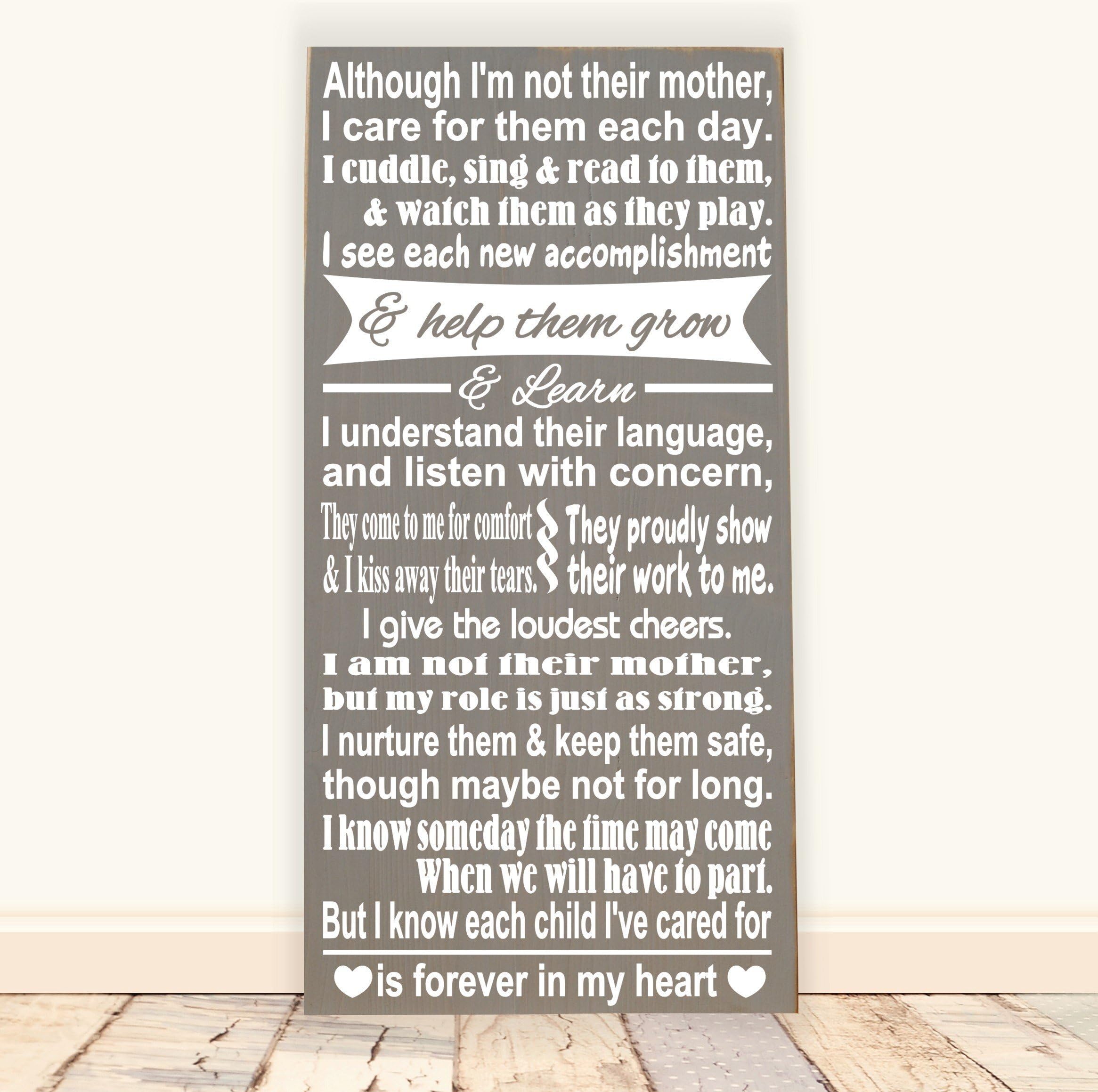 Daycare, Preschool, Nanny Poem Vinyl Wood Sign 12"x24".