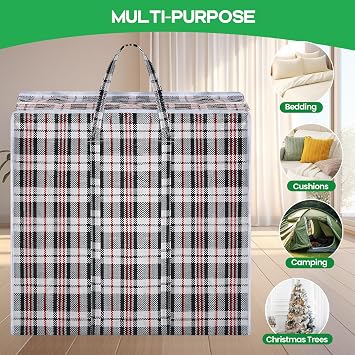 Rainberg 5 PACK JUMBO Storage Bags, 80 x 60cm Strong and Durable Holds up to 35kg, Reusable Laundry Bags with Double Zips, Ideal for Laundry, Moving House, Clothing & Wardrobe Storage