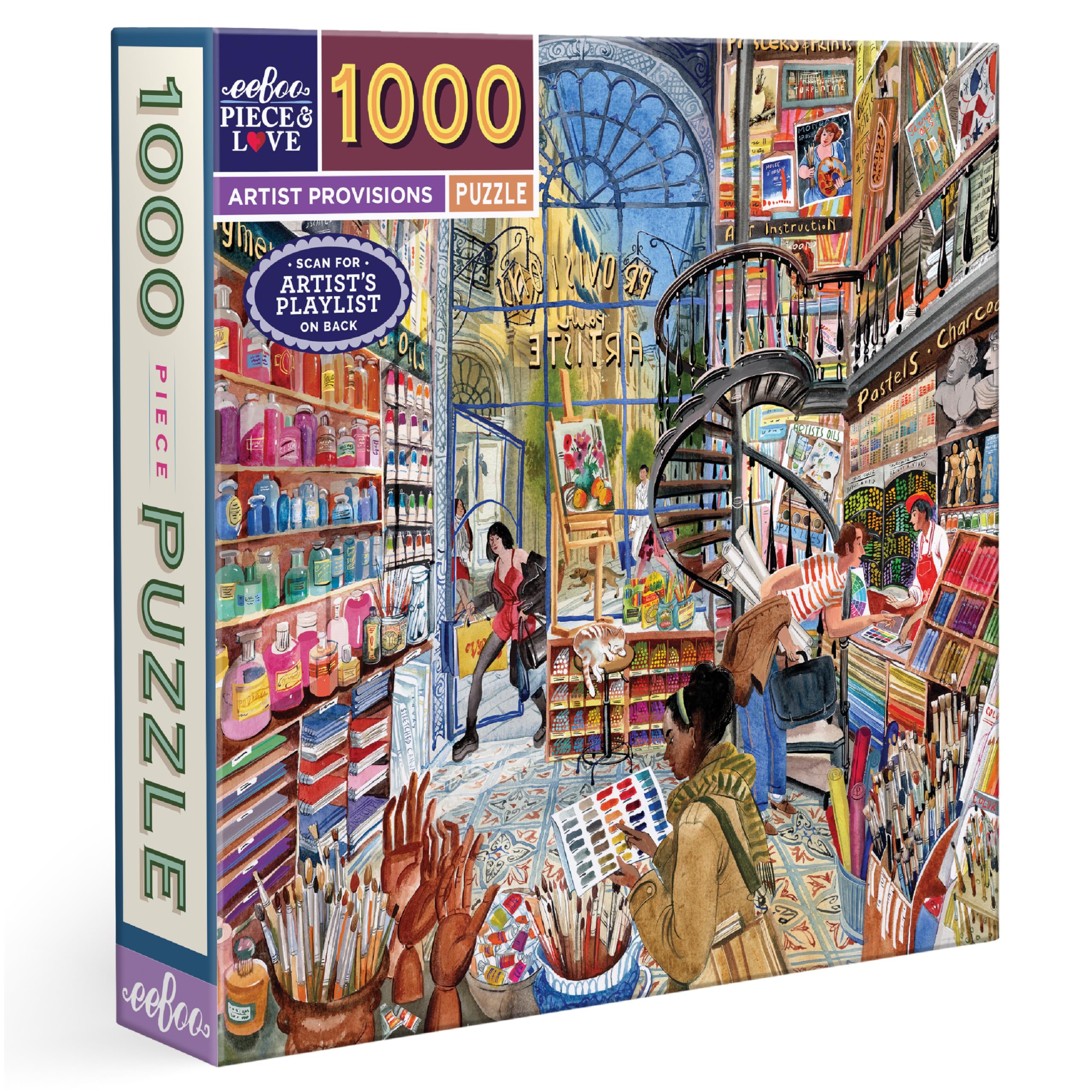 Eeboo - Puzzle 1000 Pièces Artist Provisions - Puzzle Adulte 1000 Pièces en Carton - Dimensions 58.5 cm x 58.5 cm