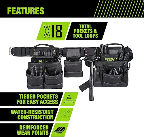 Vista 22 de AWP Tool Belt, Tool Rig, Durable, Premium Tool Belt Organizer