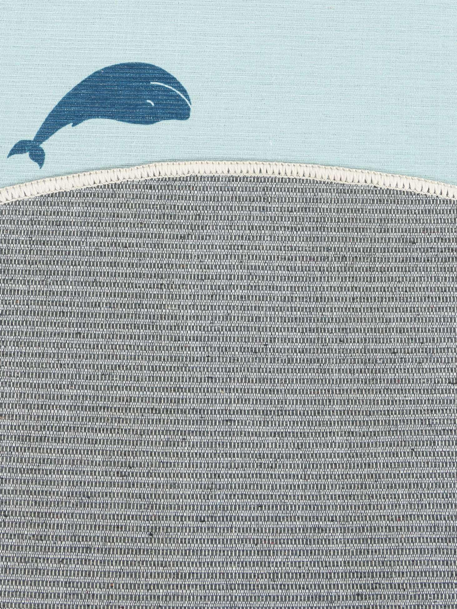 RugVista World Map Tapis pour Enfants, Ø 150 cm, Clair Bleu/Beige