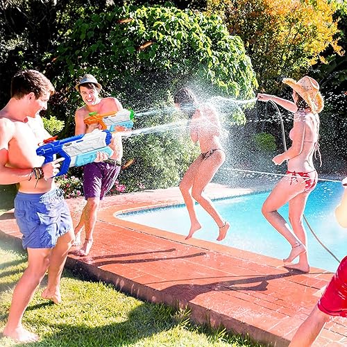 Miniatura 6 de Pistolas de agua para niños y adultos paquete de 3 pistolas súper chorros de 600 CC lanzador de agua largo rango de tiro ideas de regalo para verano