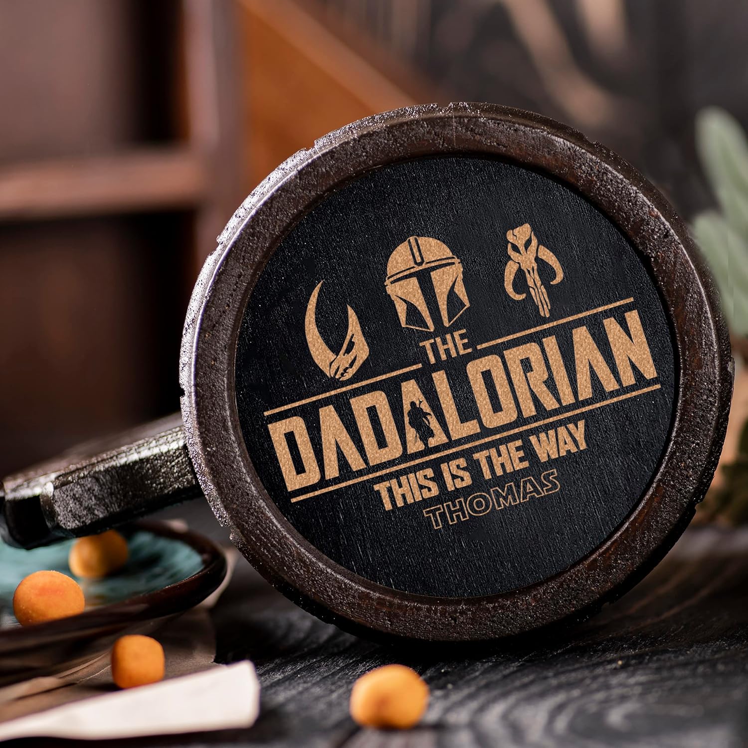 Dadalorian Mug. Father's Day Mug. Personalized Gift for Dad. Wooden Beer Mug. Beer Tankard. Dad Gift. Beer Steins #936/0.6L /22 ounces