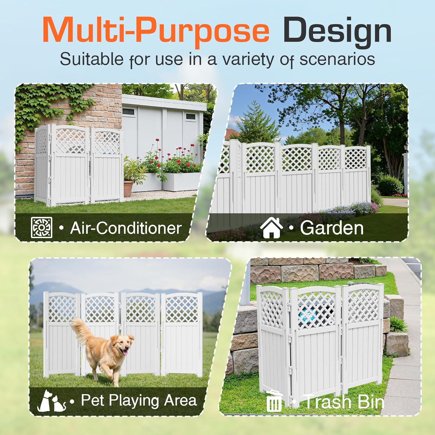 Flamaker Outdoor Privacy Fence Screen Lattice Mesh Outside Screen Enclosure Balcony Panels Wall Air Conditioner Fence Trash Can Pool Equipment Enclosure for Yard Patio Backyard, Off-White