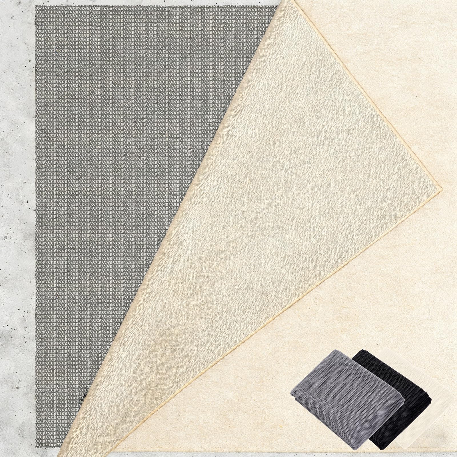 Sottotappeto Antiscivolo 195 x 230 cm Riutilizzabile, Inodore, Tagliabile, Lavabile e Personalizzabile Nelle Dimensioni, Protezione Antiscivolo per Tappeti Perr Moquette, grigio marrone