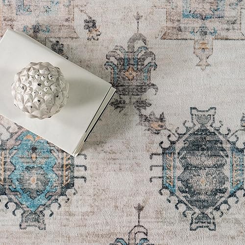 Miniatura 7 de nuLOOM Krystin - Alfombra envejecida lavable a máquina, 4 x 6, lavable a máquina, alfombra de transición marfilgris, para sala de estar, dormitorio,