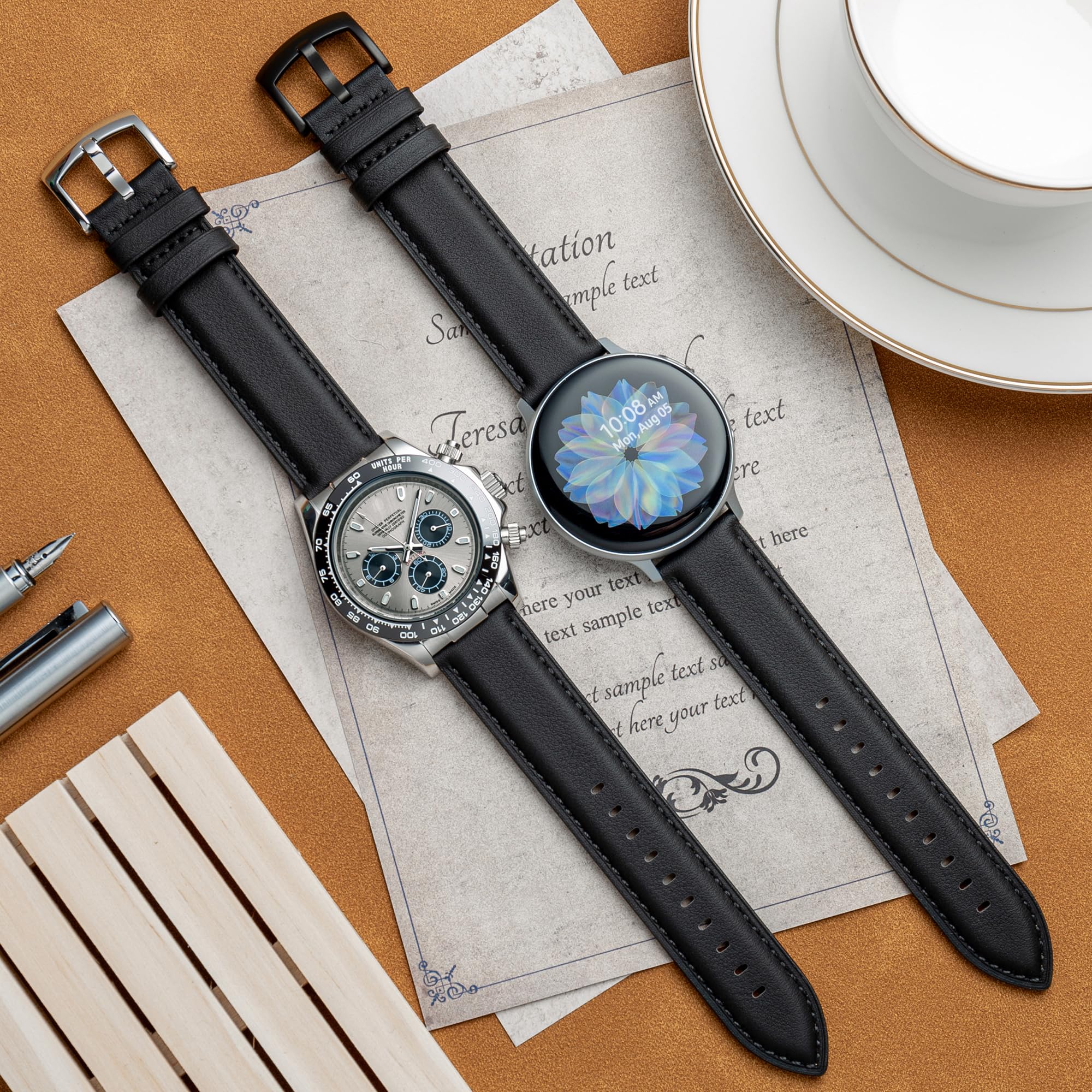 Correa de Reloj de Cuero de Liberación Rápida 18mm 19mm 20mm 21mm 22mm, Suave Nappa Cuero Genuino Becerro Correas Repuesto para Hombre Mujer, Reloj y Smartwatch