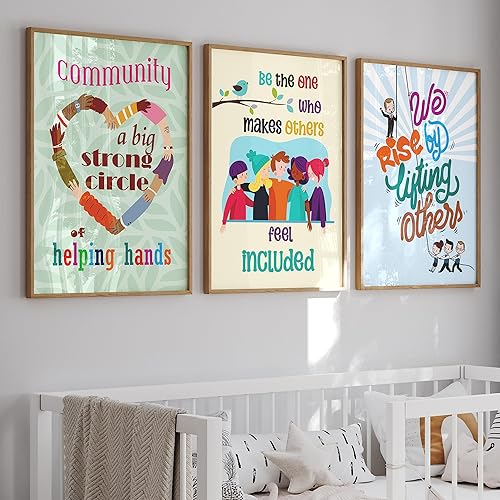 Miniatura 6 de easykart labels Póster motivacional para el aula, juego de 6 pósteres artísticos de pared con mentalidad de crecimiento, carteles inspiradores para