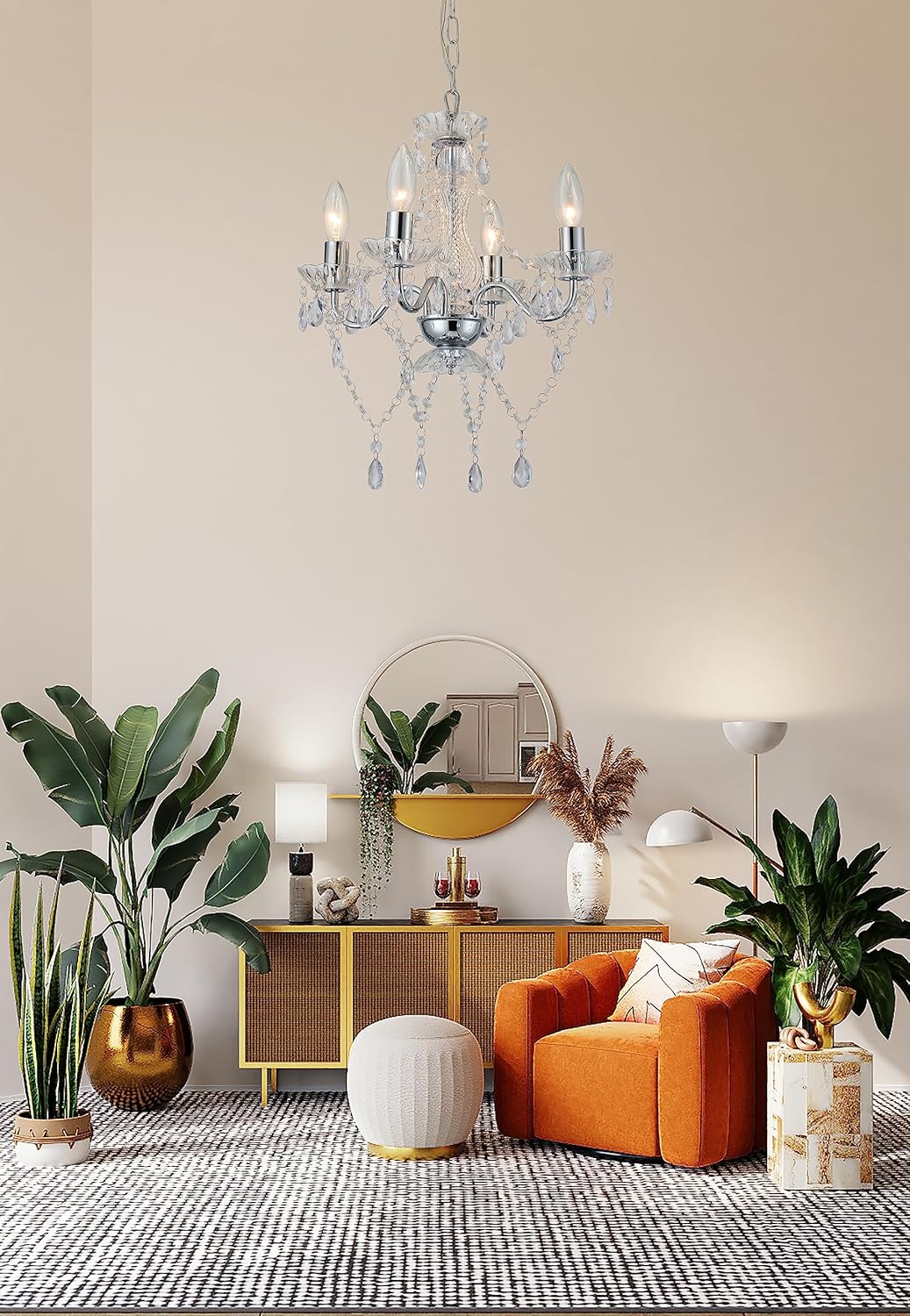 Chrome Chandelier Acrylic Crystal Chandelier Lighting Small Modern Chandeliers 4 Lights Pendant Light Fixtures